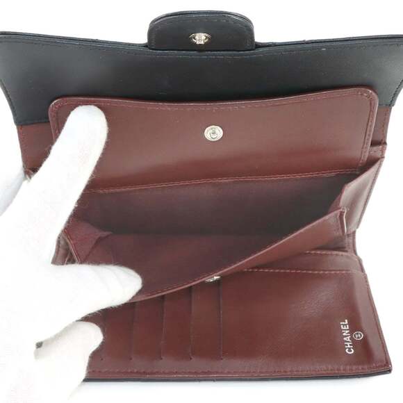 Chanel Matelasse Tri-fold Long Wallet, Lambskin, Black, A31506, Silver Hardware - Picture 7 of 9